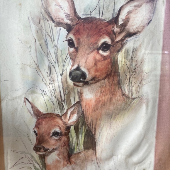 3/$30 💖 VTG Deer & Fawn Framed Wall Art Print - Picture 3 of 12
